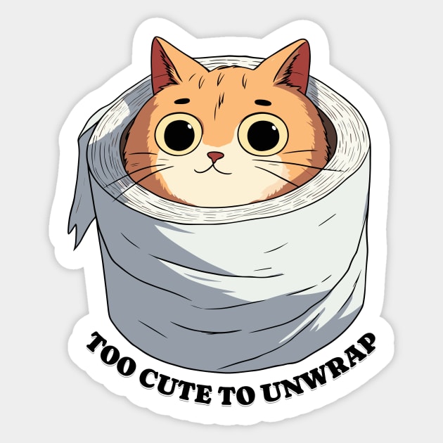 Cat Wrapped in Toilet Paper Sticker by ElCrocodel
